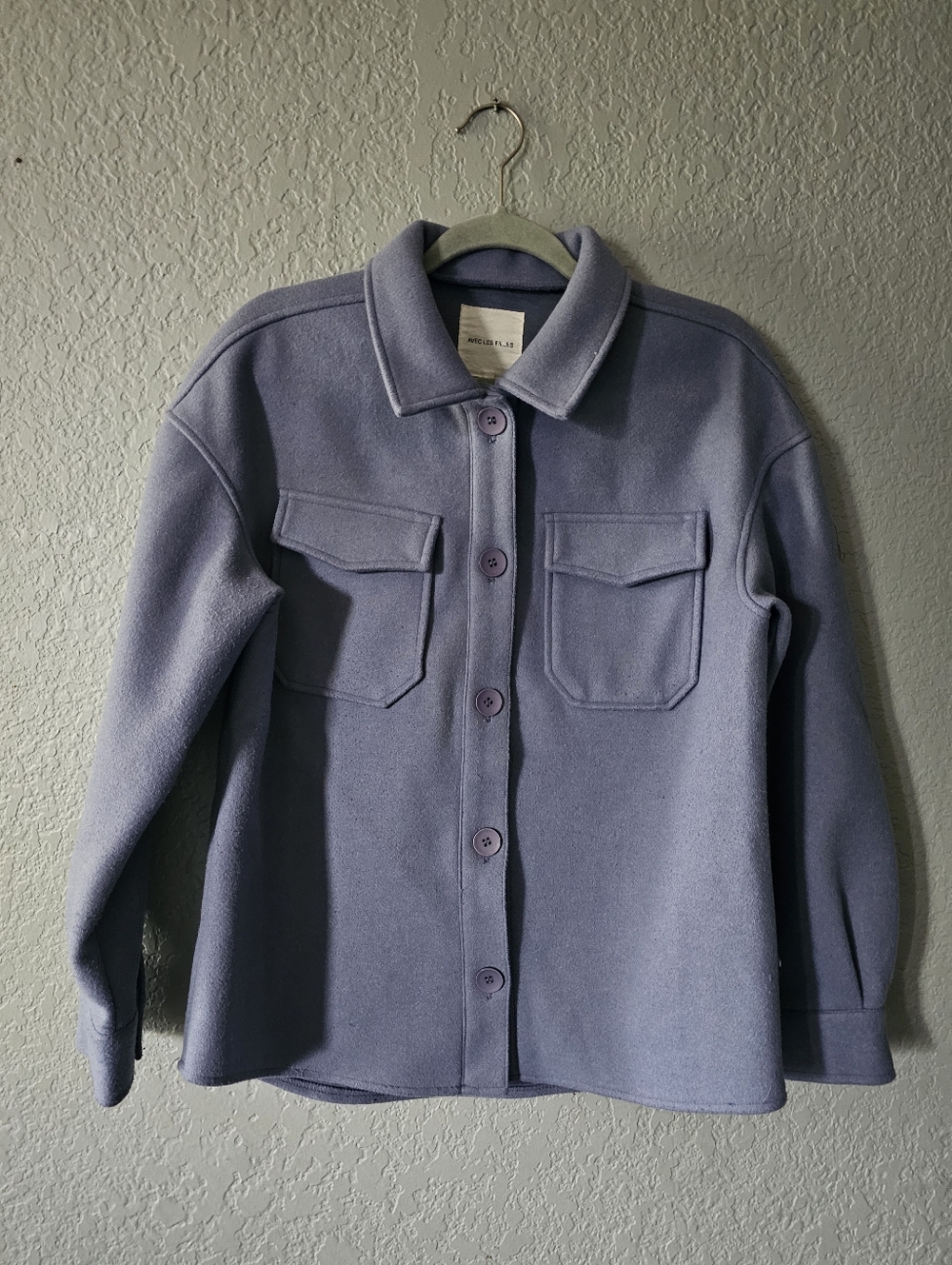 Avec Les Filles Lavender Button-Front Casual Shirt Jacket